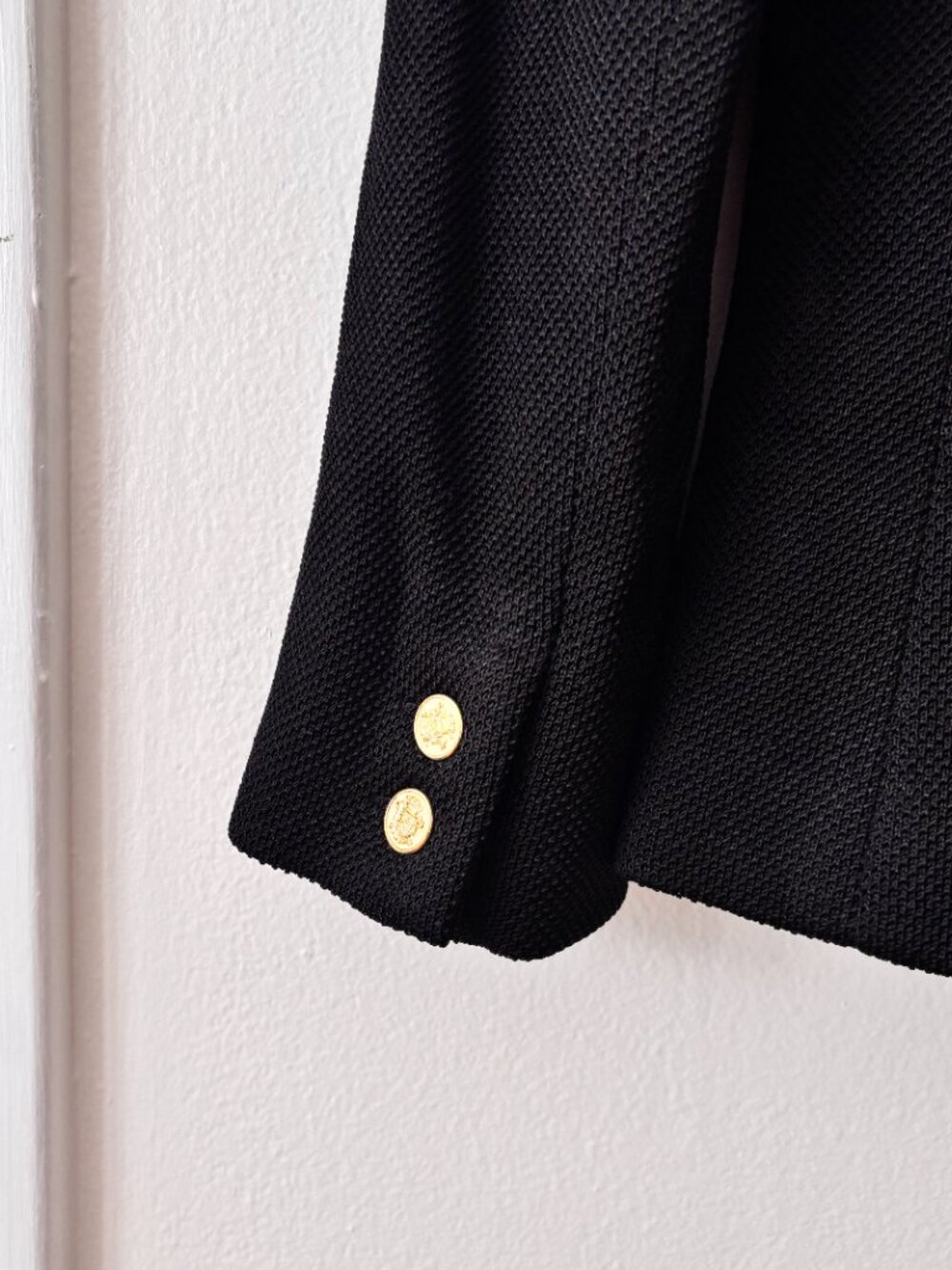 Smythe Double Breasted College Blazer in Black Pique - Picture 10 of 12